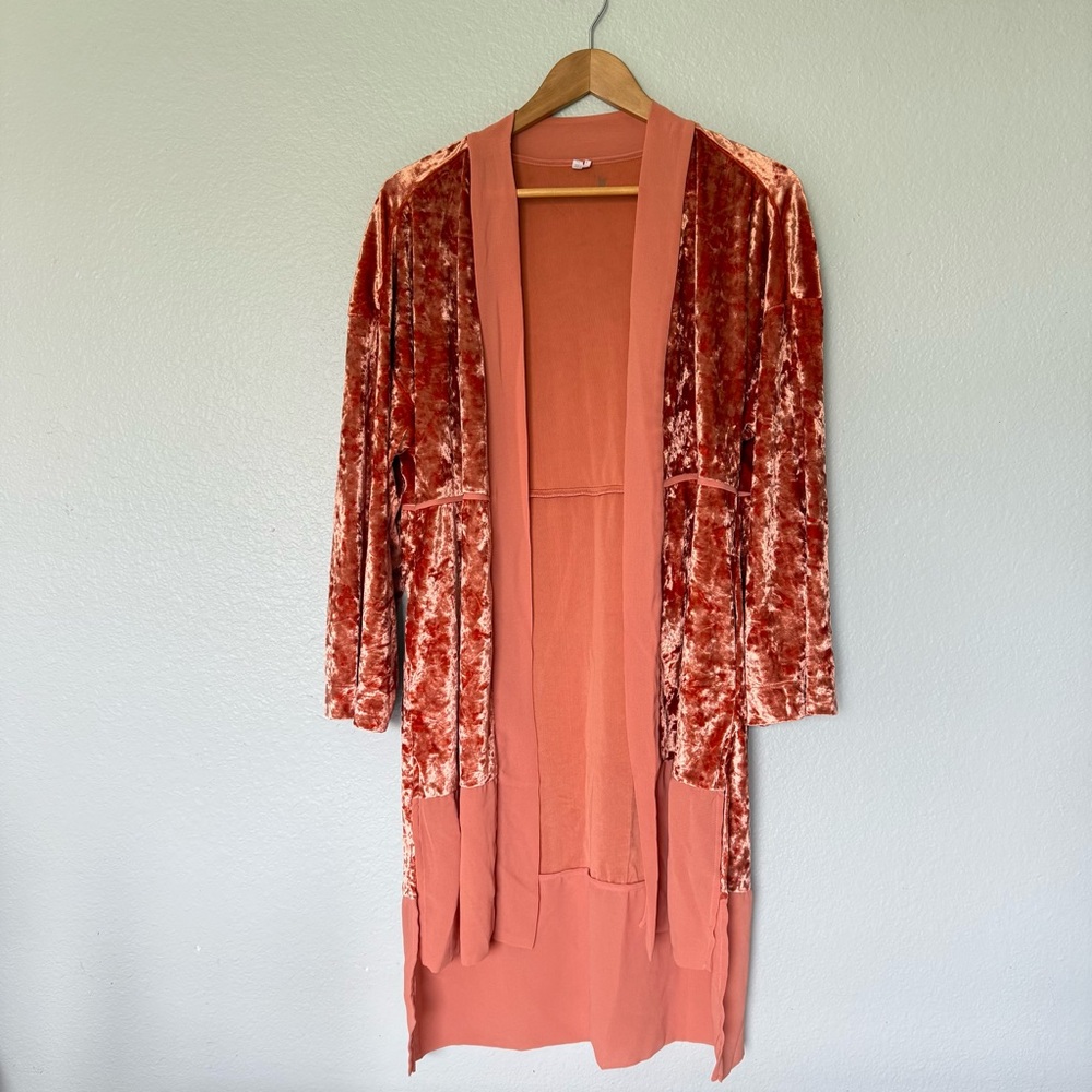 Rust Velvet Open-Front Women's Topper